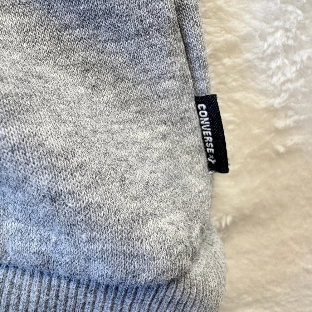 Converse Pullover Sweatshirt Kids Sz Large Gray‎ Crewneck Logo Stripe Spellout
